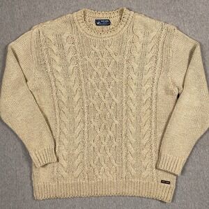 Saint James Cable Knit Fisherman Sweater Large Brown Chunky Heavyweight Nautical